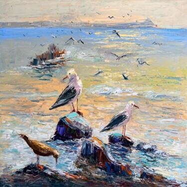 Pittura intitolato "The tide" da Evgeniya Polyudova, Opera d'arte originale, Olio