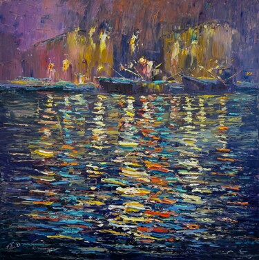 Painting titled "Lights of the night…" by Evgeniya Polyudova, Original Artwork, Oil