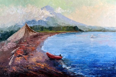 Pintura titulada "Alaid volcano" por Evgeniya Polyudova, Obra de arte original, Oleo