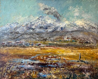 Painting titled "Ebeko Volcano" by Evgeniya Polyudova, Original Artwork, Oil