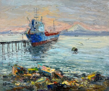 Pittura intitolato "Seroglazka Bay in A…" da Evgeniya Polyudova, Opera d'arte originale, Olio Montato su Telaio per barella…