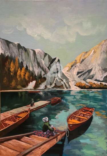 Painting titled "ORIGINAL OIL PAINTI…" by Evgeniya Roslik, Original Artwork, Oil Mounted on Wood Stretcher frame