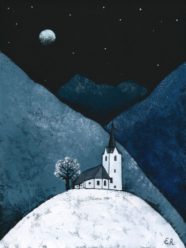 Peinture intitulée "Slovenian night" par Evgeniya Ryzhova, Œuvre d'art originale, Gouache