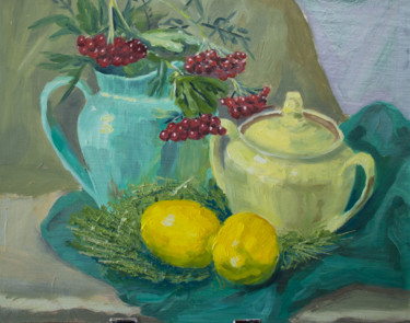 Malerei mit dem Titel "Still life with row…" von Evgeniya Zragevskaya, Original-Kunstwerk, Öl