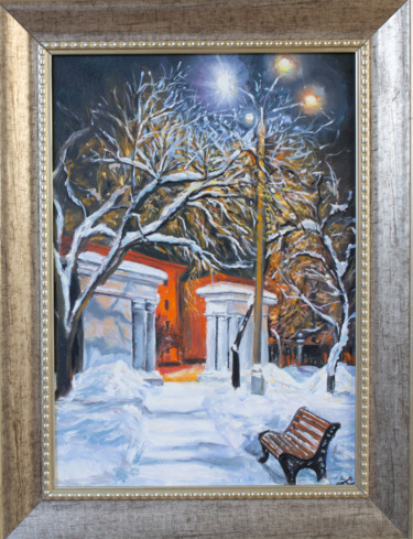 Painting titled "Night park" by Evgeniya Zragevskaya, Original Artwork, Oil