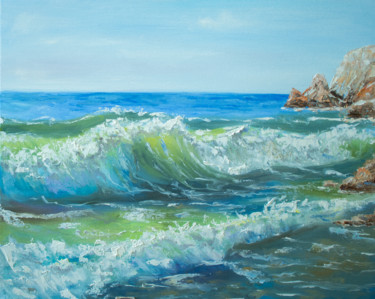 Ζωγραφική με τίτλο "Sunny sea" από Evgeniya Zragevskaya, Αυθεντικά έργα τέχνης, Λάδι