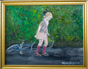 Painting titled "Childhood Remembran…" by Evgeniya Zragevskaya, Original Artwork, Oil Mounted on Wood Panel