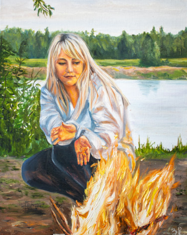 Pintura intitulada "The warmth of the f…" por Evgeniya Zragevskaya, Obras de arte originais, Óleo