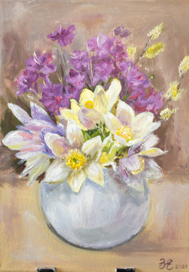 Ζωγραφική με τίτλο "Spring bouquet" από Evgeniya Zragevskaya, Αυθεντικά έργα τέχνης, Λάδι