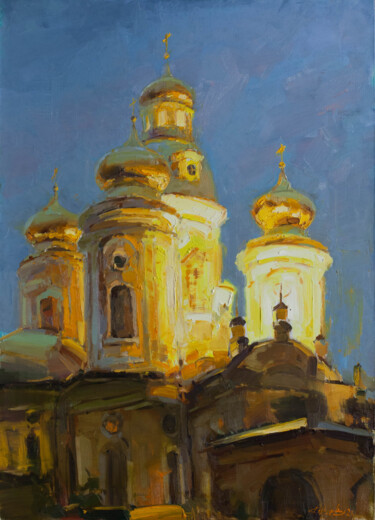 Pittura intitolato "Evening Peter. Vlad…" da Evgeny Burtsev, Opera d'arte originale, Olio Montato su Telaio per barella in l…