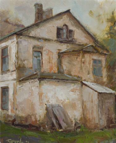 Painting titled "Sketch At the rainy…" by Evgeny Burtsev, Original Artwork, Oil Mounted on Cardboard