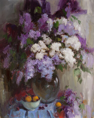 Peinture intitulée "evening lilac" par Evgeny Burtsev, Œuvre d'art originale, Huile