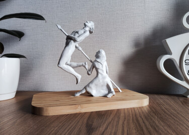Skulptur mit dem Titel "Demographic battle" von Evgeny Gitin, Original-Kunstwerk, Ton