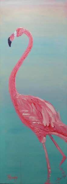 Картина под названием "Фламинго." - Evgeny Kovalchuk, Подлинное произведение искусства, Масло