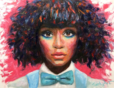 Painting titled "Candy Woman" by Evgeny Potapkin, Original Artwork, Oil Mounted on Wood Stretcher frame