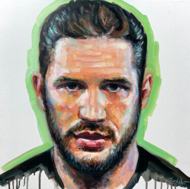 Painting titled "Tom Hardy oil portr…" by Evgeny Potapkin, Original Artwork, Oil Mounted on Wood Stretcher frame