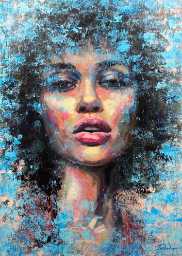 Painting titled "Latin American quee…" by Evgeny Potapkin, Original Artwork, Oil Mounted on Wood Stretcher frame