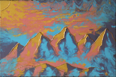 Pittura intitolato "Sunset in the mount…" da Evgeny Shaparin (Johnrusart), Opera d'arte originale, Acrilico