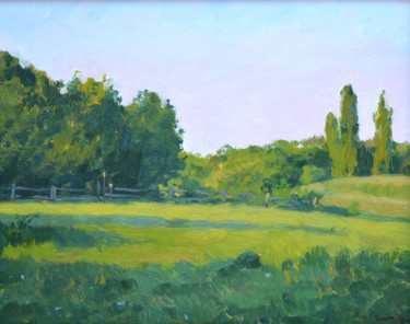 Painting titled ""Summer evening"" by Griin, Original Artwork, Oil