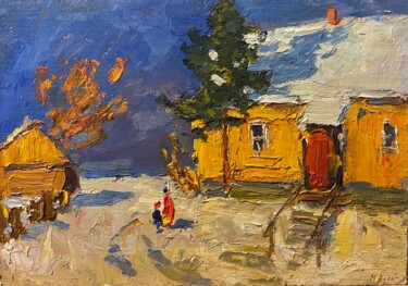 Pintura intitulada "Jour d'hiver" por Evgueni Markov, Obras de arte originais, Óleo