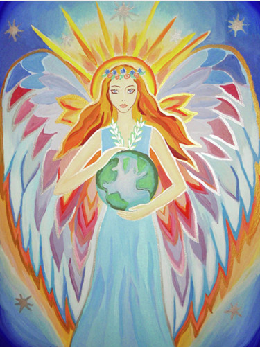 Painting titled "angel-of-peace.png" by Anna Lobsanova, Original Artwork