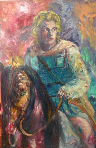 Painting titled "Alexander the Great" by Evi Panteleon, Painter, Original Artwork, Oil