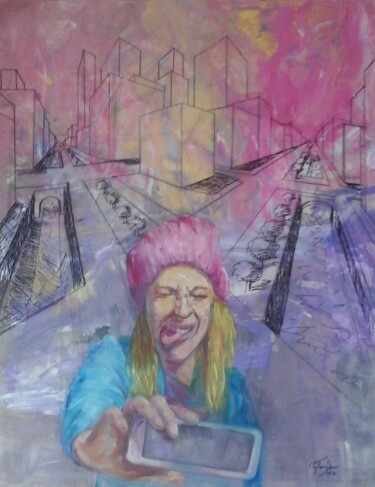 Картина под названием "SILENT LANGUAGES (G…" - Evi Panteleon, Painter, Подлинное произведение искусства, Масло