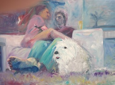 Painting titled "2. Stay Home - Stay…" by Evi Panteleon, Painter, Original Artwork, Oil