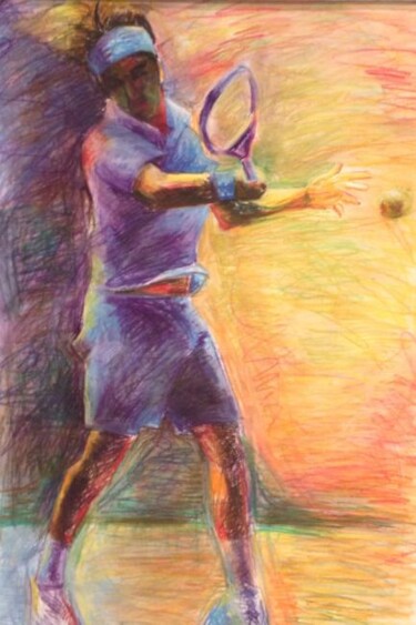 Painting titled "3. Tennis in Art :…" by Evi Panteleon, Painter, Original Artwork, Oil