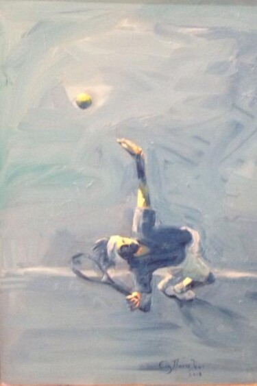 Pittura intitolato "Tennis in Art: : se…" da Evi Panteleon, Painter, Opera d'arte originale, Olio