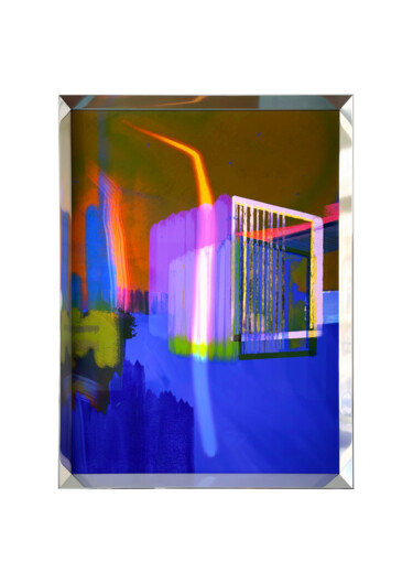 Digitale Kunst mit dem Titel "Cube sur Plage" von Evin Tison, Original-Kunstwerk, Digitale Malerei