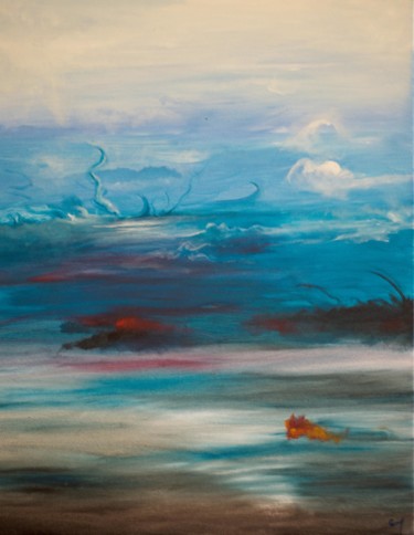 Painting titled "Après la bataille" by Evy Lezynski, Original Artwork, Oil