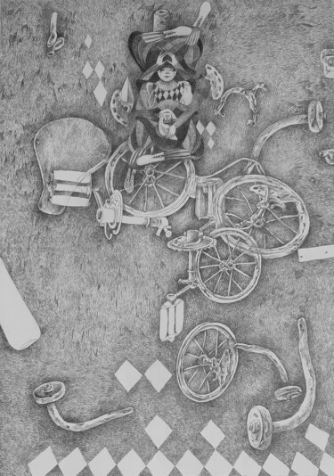 Dessin intitulée "When the lights go…" par Ewa Beniak-Haremska, Œuvre d'art originale, Crayon