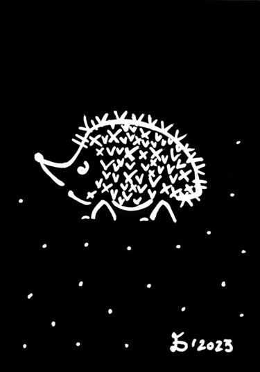 Dessin intitulée "The hedgehog" par Ewa Dura, Œuvre d'art originale, Marqueur