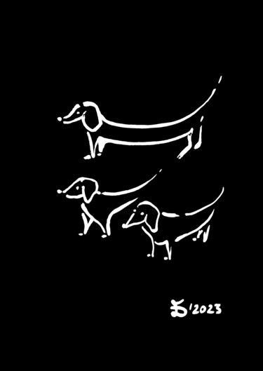 Zeichnungen mit dem Titel "The dachshund - imp…" von Ewa Dura, Original-Kunstwerk, Marker