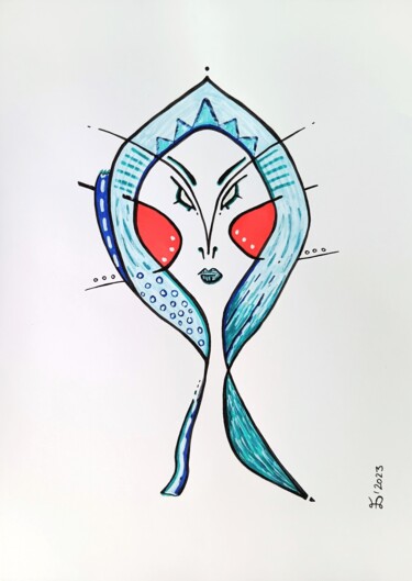 Drawing titled "The Snow Queen" by Ewa Dura, Original Artwork, Marker