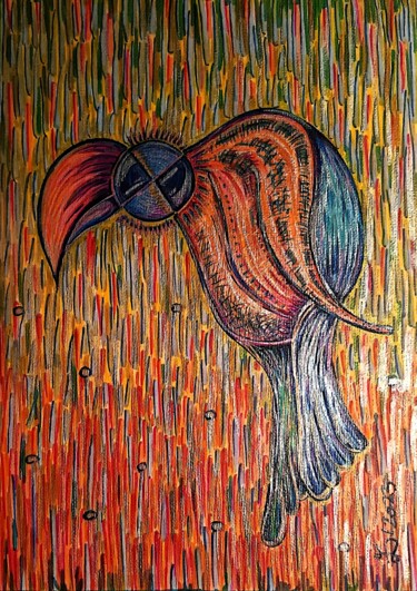 Dessin intitulée "Wild Bird" par Ewa Dura, Œuvre d'art originale, Marqueur