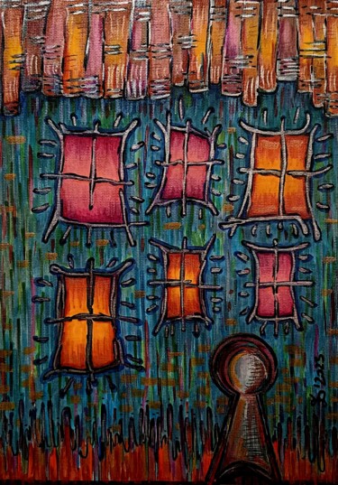Dessin intitulée "Sweet Home" par Ewa Dura, Œuvre d'art originale, Marqueur