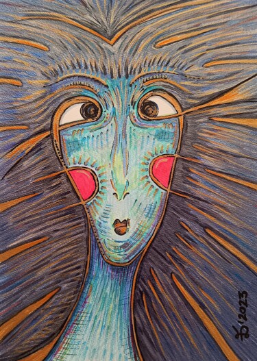 Drawing titled "The Poet" by Ewa Dura, Original Artwork, Marker