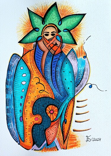 图画 标题为“The Flower Sprite” 由Ewa Dura, 原创艺术品, 标记