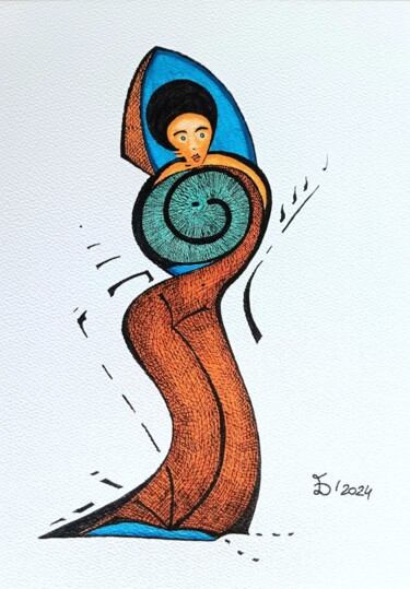 Zeichnungen mit dem Titel "The Spanish Girl" von Ewa Dura, Original-Kunstwerk, Marker