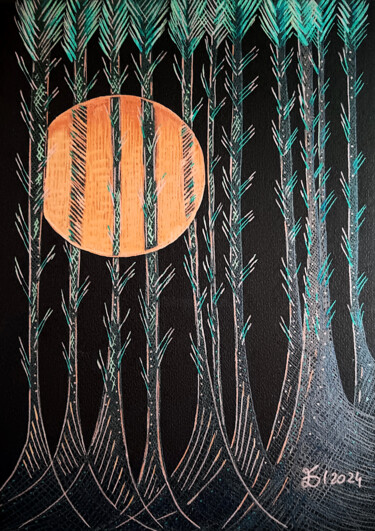 "Dark Forest" başlıklı Resim Ewa Dura tarafından, Orijinal sanat, Işaretleyici