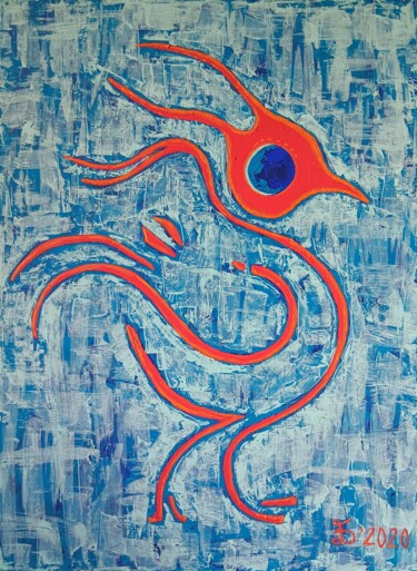 Картина под названием "The Elements - Fire…" - Ewa Dura, Подлинное произведение искусства, Акрил