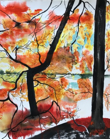 Painting titled "Autumn" by Ewa Helzen, Original Artwork