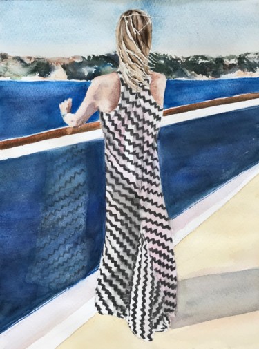 Painting titled "Before dinner" by Ewa Helzen, Original Artwork, Watercolor