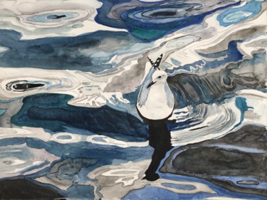 Pintura titulada "seagull" por Ewa Helzen, Obra de arte original, Acuarela