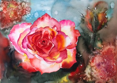 Painting titled "Roses" by Ewa Helzen, Original Artwork, Watercolor