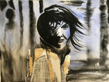 Malerei mit dem Titel "Windy day" von Ewa Helzen, Original-Kunstwerk, Aquarell