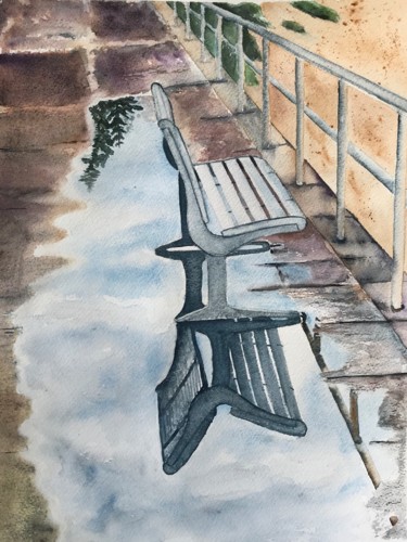 Painting titled "After the rain" by Ewa Helzen, Original Artwork, Watercolor