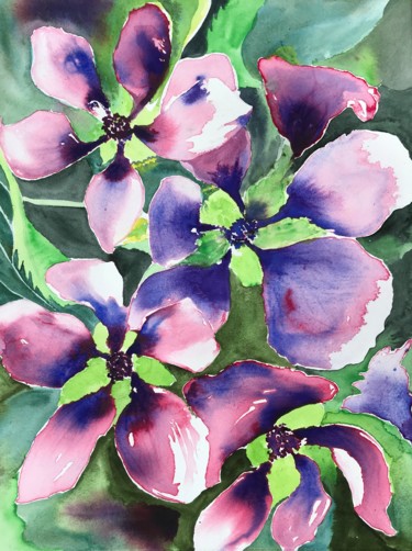 "Summer flowers" başlıklı Tablo Ewa Helzen tarafından, Orijinal sanat, Suluboya